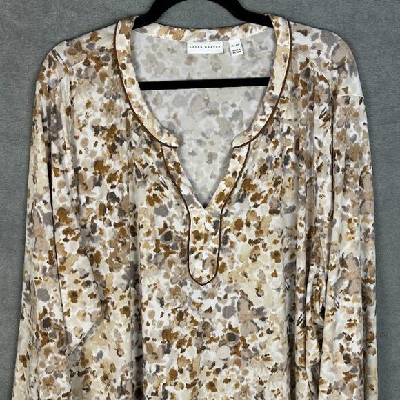 Susan Graver Top Womens 4X Brown Stretch Comfort V Neck Liquid Knit Office Tunic - Picture 2 of 10